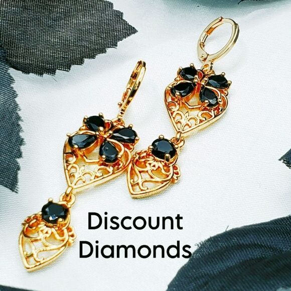 Natural Black Mystic Topaz 18K Gold Dangle Earrings